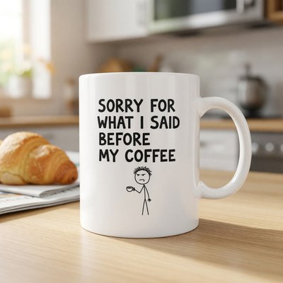 Sorry Before Coffee Mug