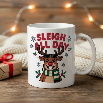 Sleigh All Day Reindeer Mug